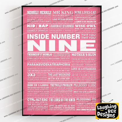 INSIDE NUMBER NINE (Series 7-9) Typography Print (available in 8 colours)