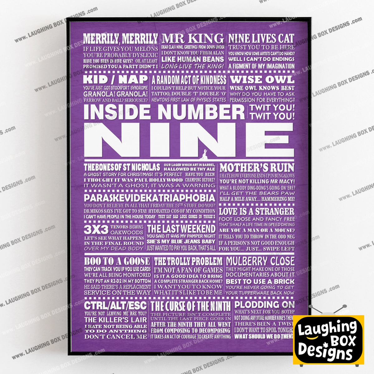 INSIDE NUMBER NINE (Series 7-9) Typography Print (available in 8 colours)