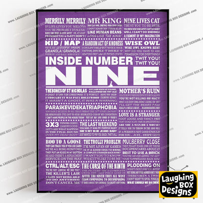 INSIDE NUMBER NINE (Series 7-9) Typography Print (available in 8 colours)