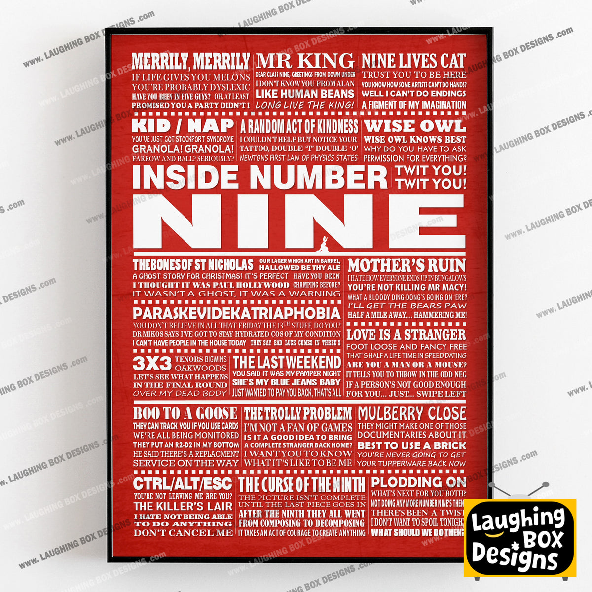 INSIDE NUMBER NINE (Series 7-9) Typography Print (available in 8 colours)