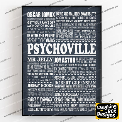 PSYCHOVILLE Typography Print (available in 8 colours)