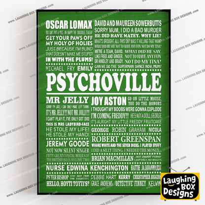 PSYCHOVILLE Typography Print (available in 8 colours)