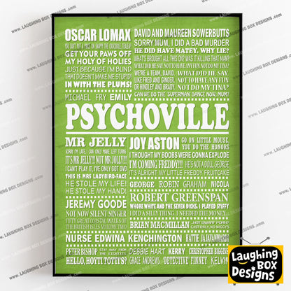 PSYCHOVILLE Typography Print (available in 8 colours)
