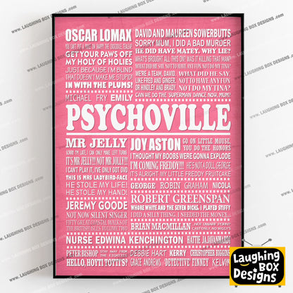 PSYCHOVILLE Typography Print (available in 8 colours)