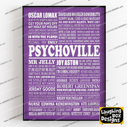 PSYCHOVILLE Typography Print (available in 8 colours)