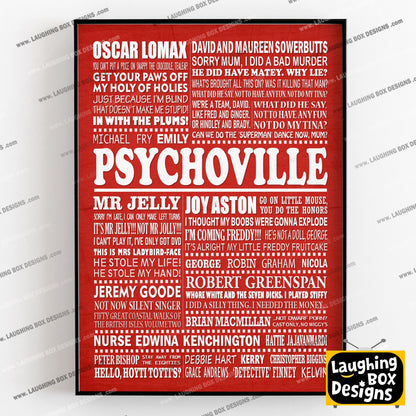 PSYCHOVILLE Typography Print (available in 8 colours)