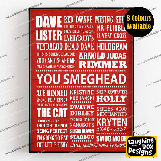 RED DWARF Typography Print (available in 8 colours)