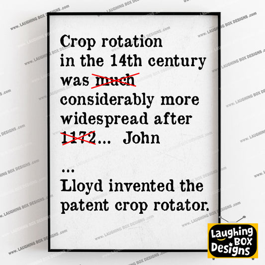 CROP ROTATION IN THE 14TH CENTURY, Bambi Episode Quote, The Young Ones Print