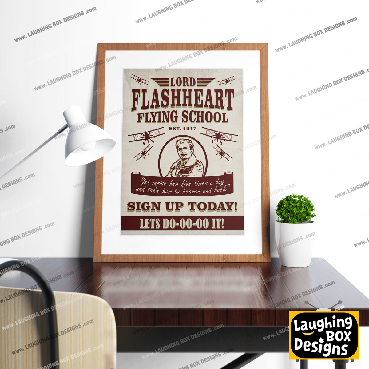 LORD FLASHHEART FLYING SCHOOL, Sign up today poster, Blackadder Print