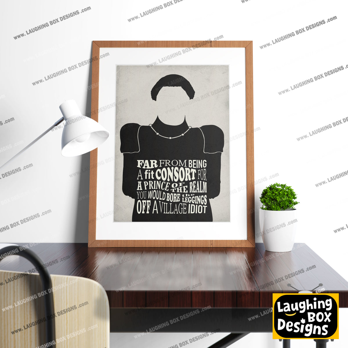 BORE THE LEGS OFF A VILLAGE IDIOT, Prince Blackadder Quote, Blackadder Print (White)