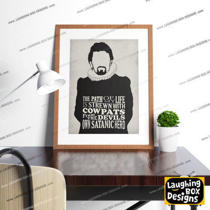 COWPATS FROM THE DEVILS HERD, Lord Blackadder Quote, Blackadder Print (White)