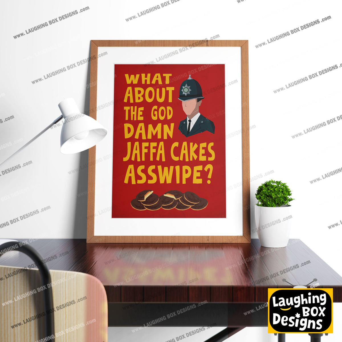 WHAT ABOUT THE GOD DAMN JAFFA CAKES ASSWIPE? Richie's Police Call, Bottom Print (Red)