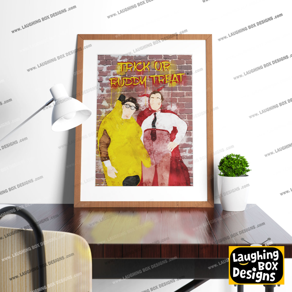 TRICK OR RUDDY TREAT, Halloween Banana and Devil Costumes, Bottom Print