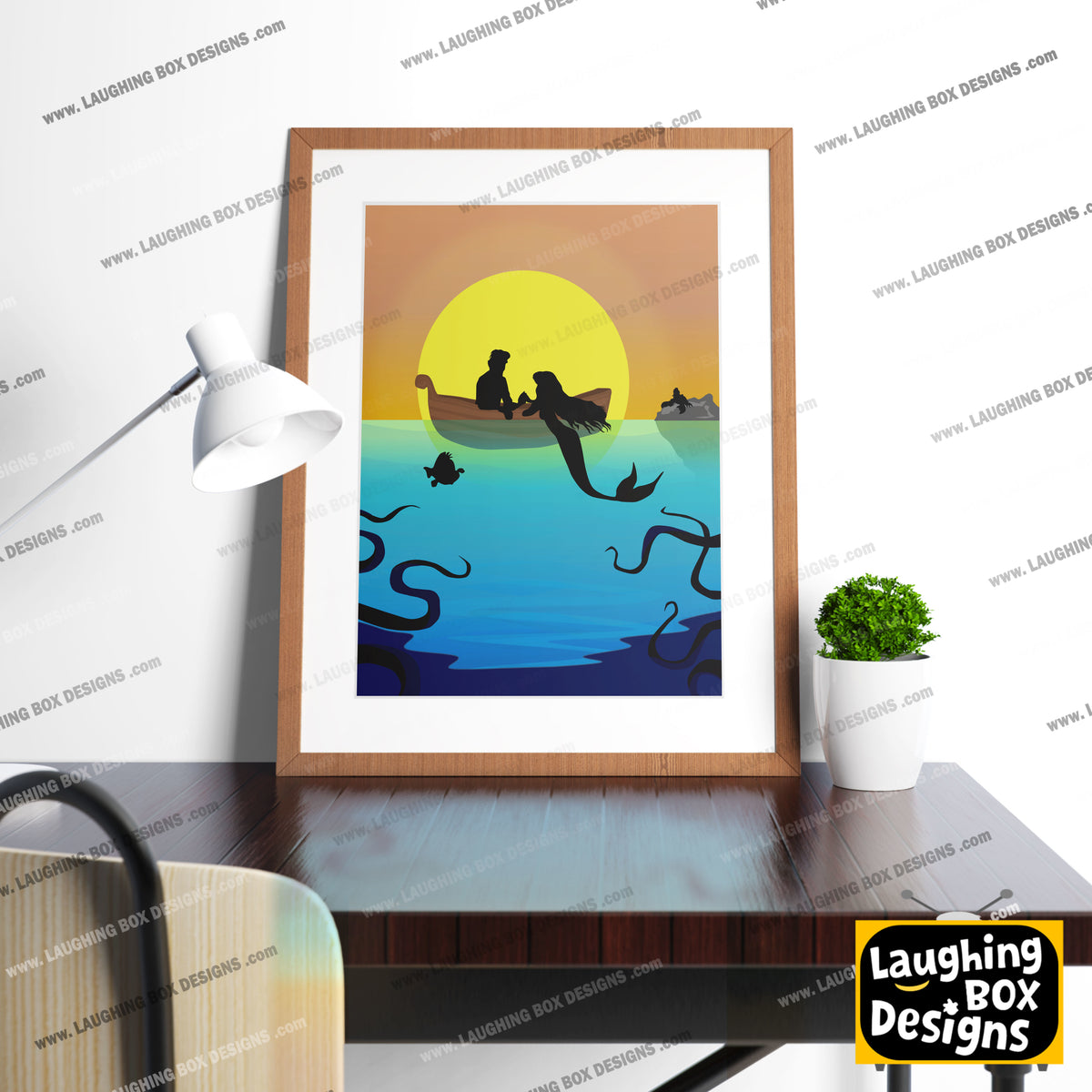 DISNEY'S THE LITTLE MERMAID Character inspired Silhouette Print