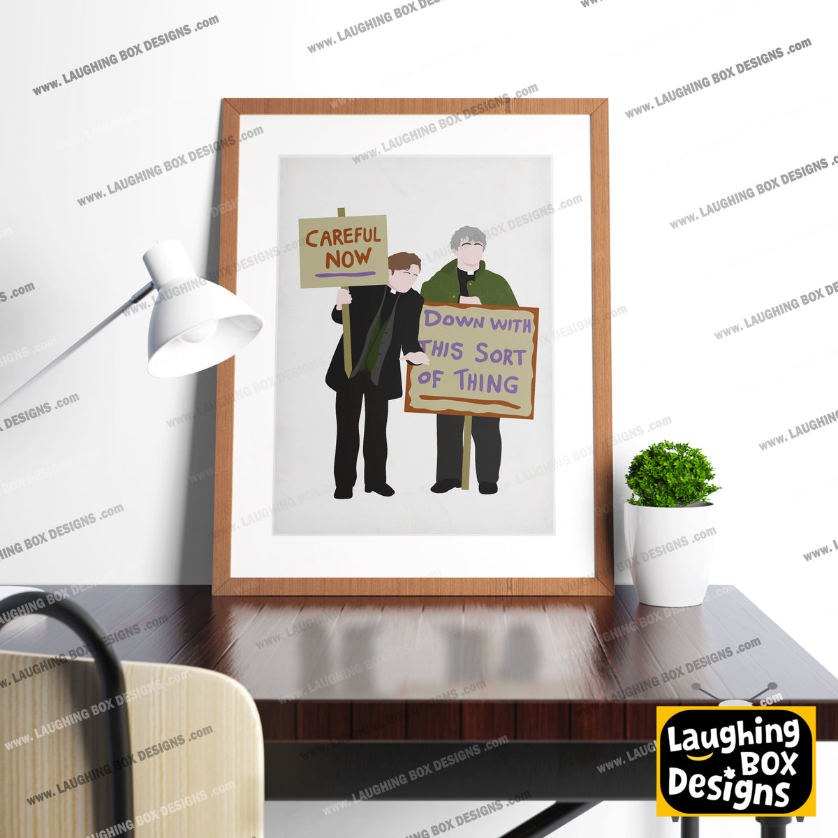 Down with this Sort of Thing / Careful Now, Protest plackard, Father Ted Print