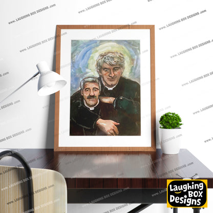 Father Stone Portrait Painting, Father Ted Print
