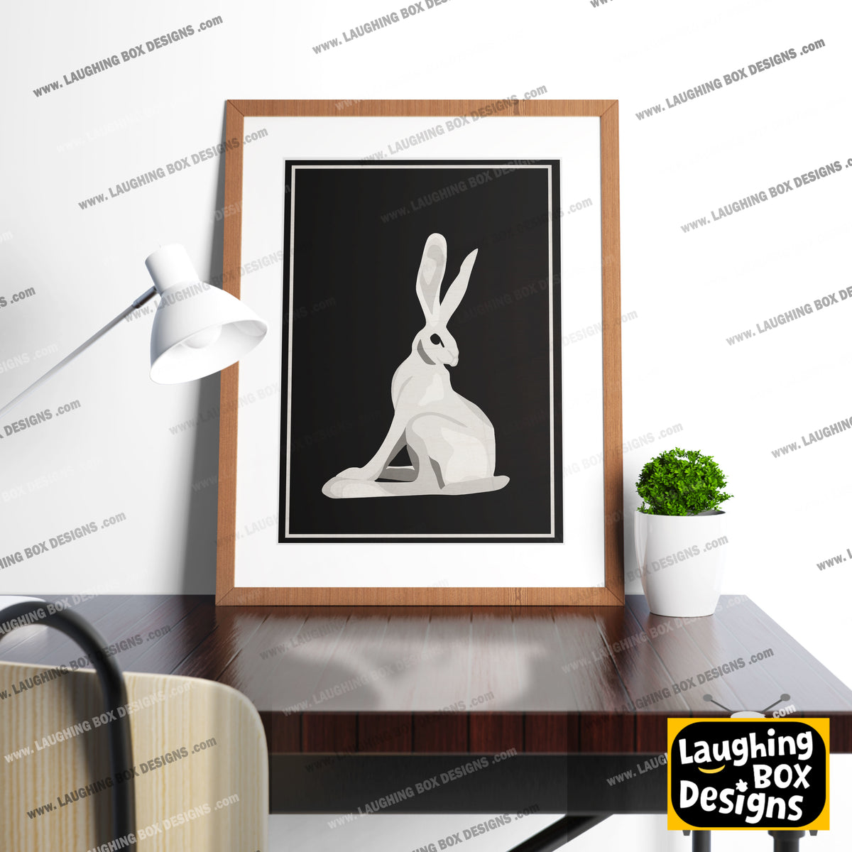 HARE STATUE, BLACK AND WHITE Inside Number Nine Print