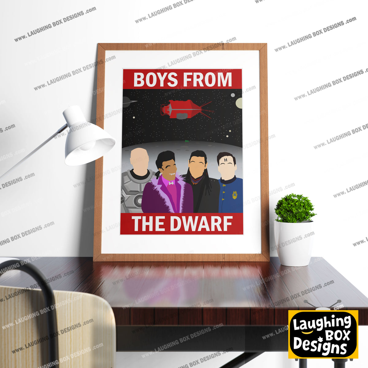 BOYS FROM THE DWARF, Lister, Cat, Rimmer and Kryten, Red Dwarf Print