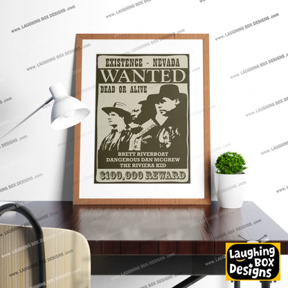 WANTED POSTER, Gunmen of the Apocalypse, Existnce Nevada, Red Dwarf Print