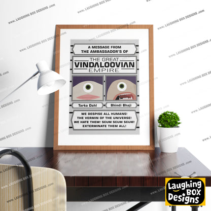THE GREAT VINDALOOVIAN EMPIRE, Tarka Dahl & Bhindi Bhaji, Red Dwarf Print
