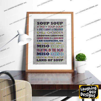 SOUP SOUP Crimp Lyrics, The Mighty Boosh Print (2 styles available)