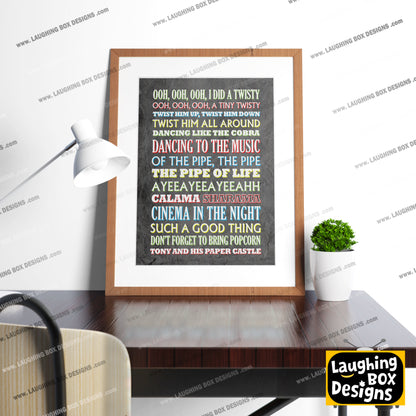 TWISTY Crimp Lyrics, The Mighty Boosh Print (2 styles available)