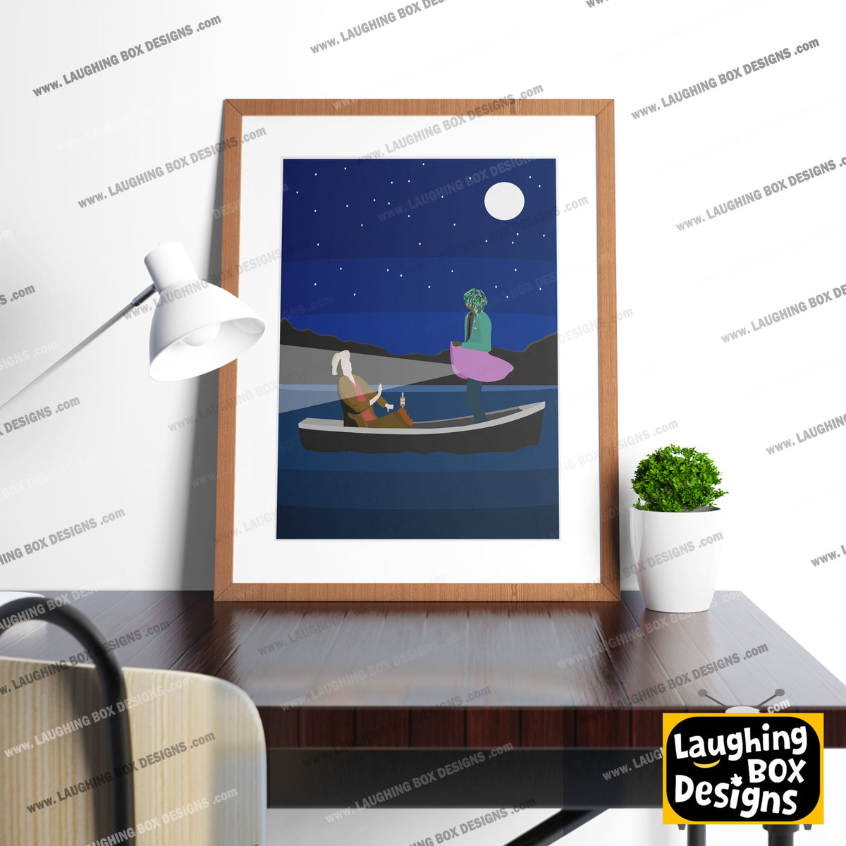 FISHING ON BLACK LAKE, Old Gregg Boat Scene Artwork Poster, The Mighty Boosh Print