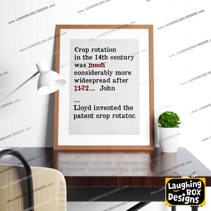 CROP ROTATION IN THE 14TH CENTURY, Bambi Episode Quote, The Young Ones Print