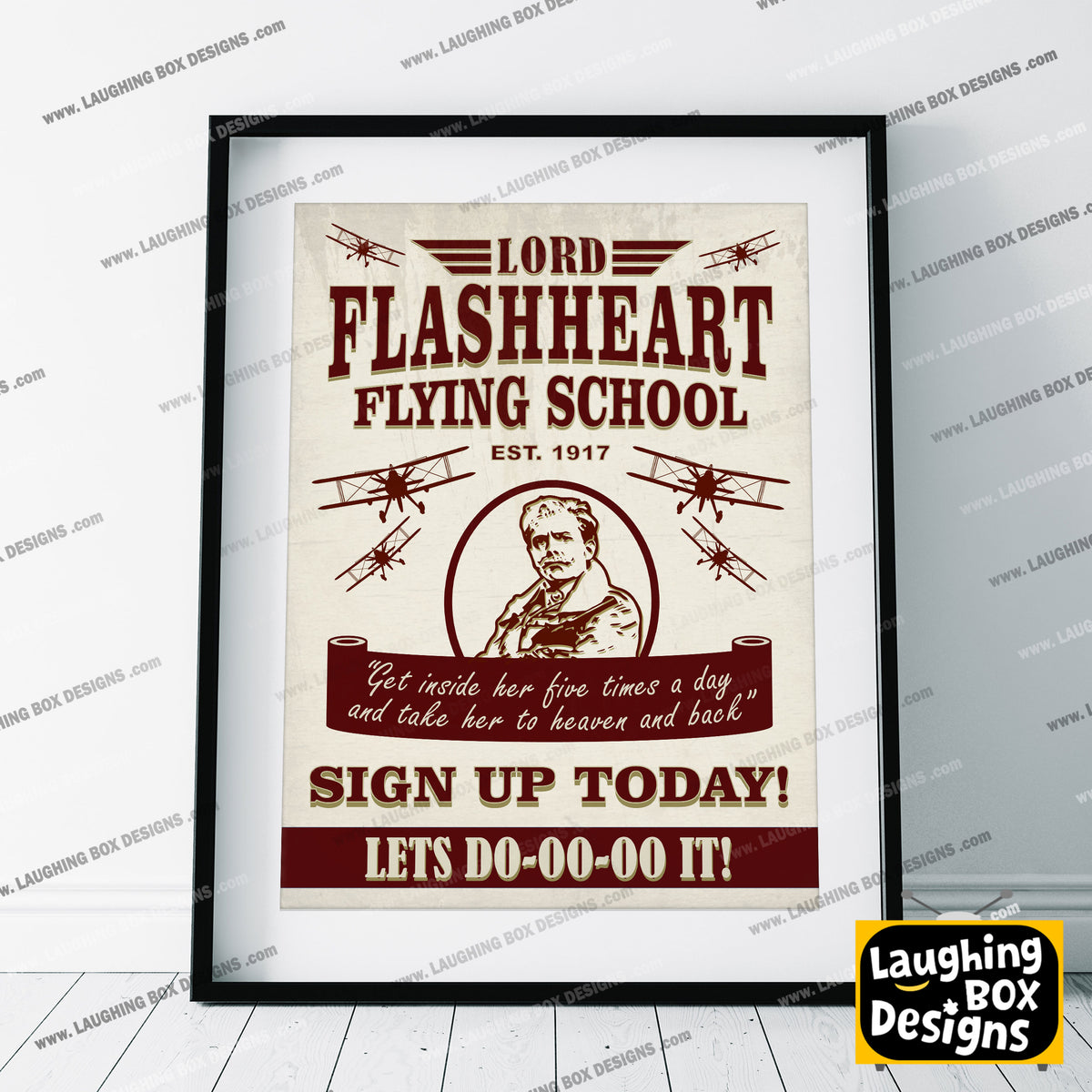 LORD FLASHHEART FLYING SCHOOL, Sign up today poster, Blackadder Print