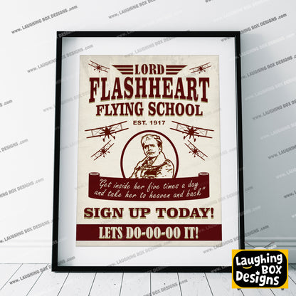 LORD FLASHHEART FLYING SCHOOL, Sign up today poster, Blackadder Print