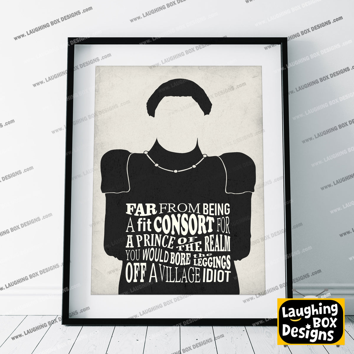 BORE THE LEGS OFF A VILLAGE IDIOT, Prince Blackadder Quote, Blackadder Print (White)