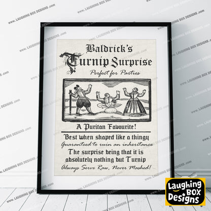BALDRICK'S TURNIP SURPRISE, A Puritan Favourite Advert, Blackadder Print