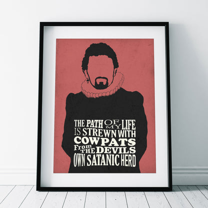 COWPATS FROM THE DEVILS HERD, Lord Blackadder Quote, Blackadder Print (Red)