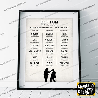 BOTTOM EPISODE LIST by Adrian Edmondson and Rik Mayall, Bottom Print
