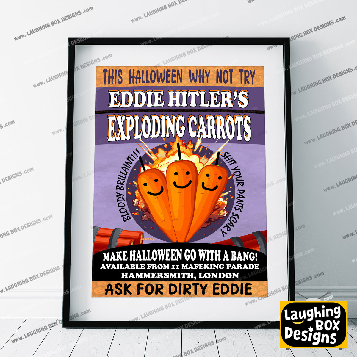 DIRTY EDDIE'S EXPLODING HALLOWEEN CARROTS,  Bottom Print