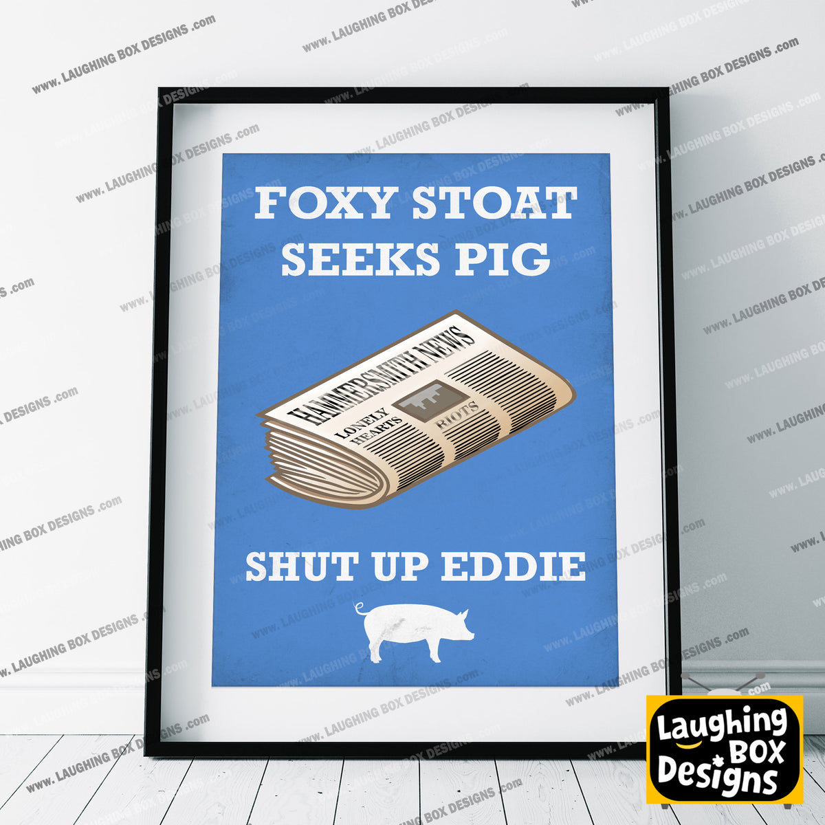 FOXY STOAT SEEKS PIG, Lonely Hearts Column Quote, Bottom Print