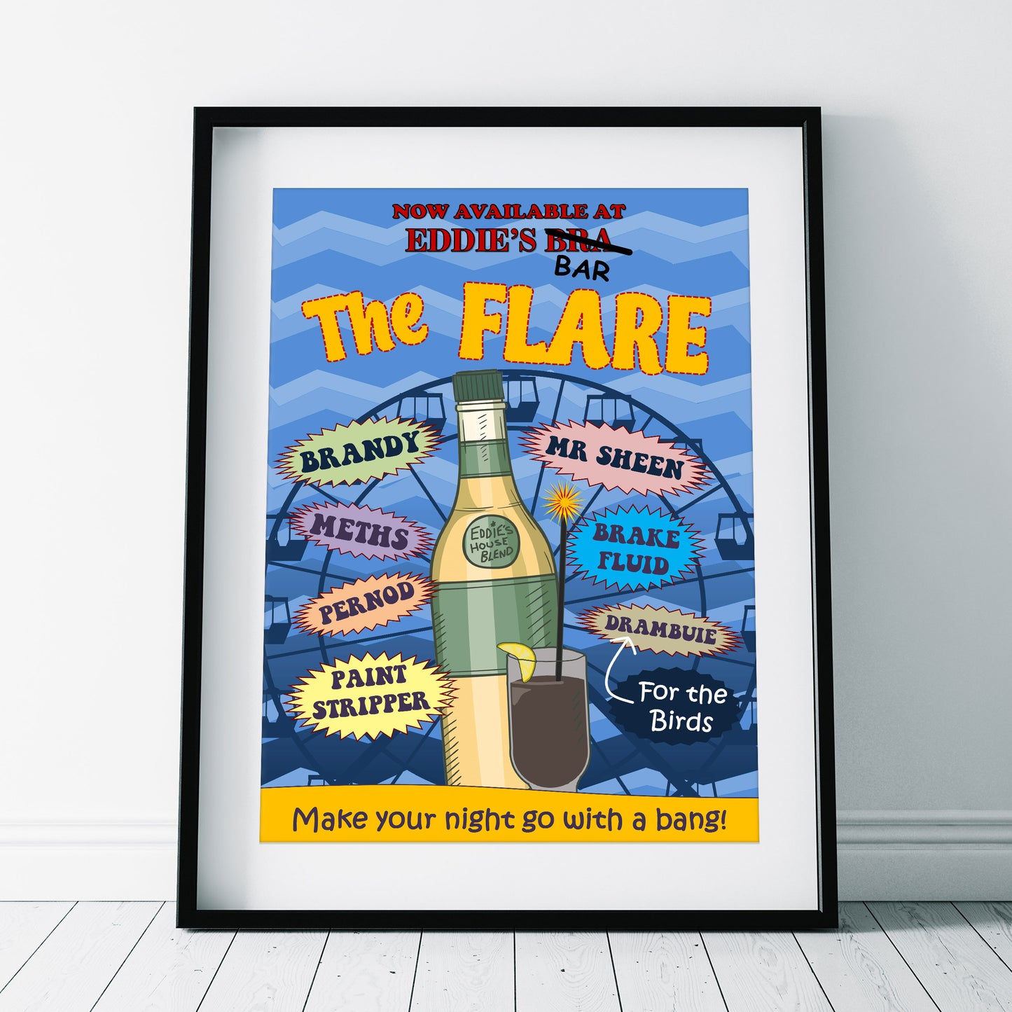 THE FLARE / EXPLODING COCKTAIL Eddie's Bar Cocktail Poster, Bottom Print