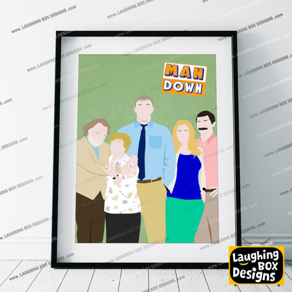 MAN DOWN Comedy Characters Minimalist Print