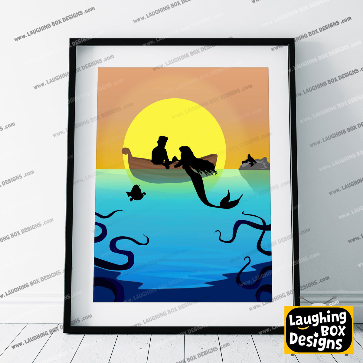 DISNEY'S THE LITTLE MERMAID Character inspired Silhouette Print