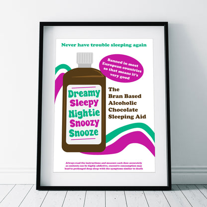 Dreamy Sleepy Nightie Snoozy Snooze Advert, Father Ted Print