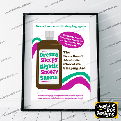 Dreamy Sleepy Nightie Snoozy Snooze Advert, Father Ted Print