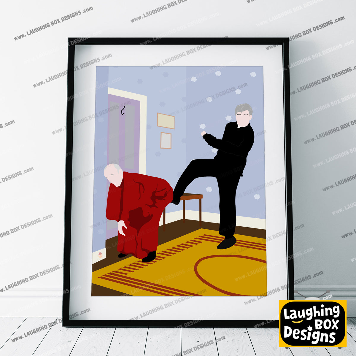 Kicking Bishop BrennanUp The Arse! Full Scene, Father Ted Print