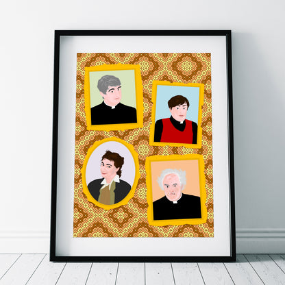 Father Ted Characters Portrait Wall Print, Father Ted Print