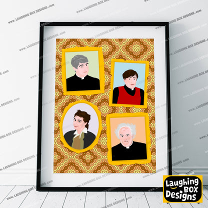 Father Ted Characters Portrait Wall Print, Father Ted Print
