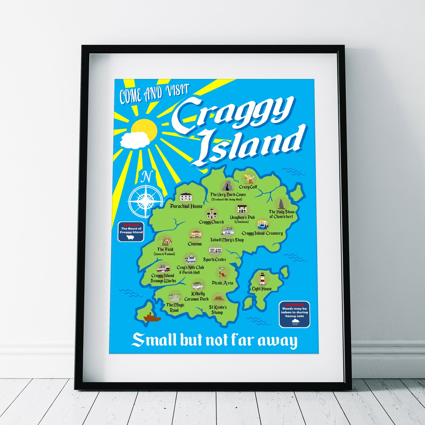 Visit Craggy Island / Small But Not Far Away, Father Ted Print