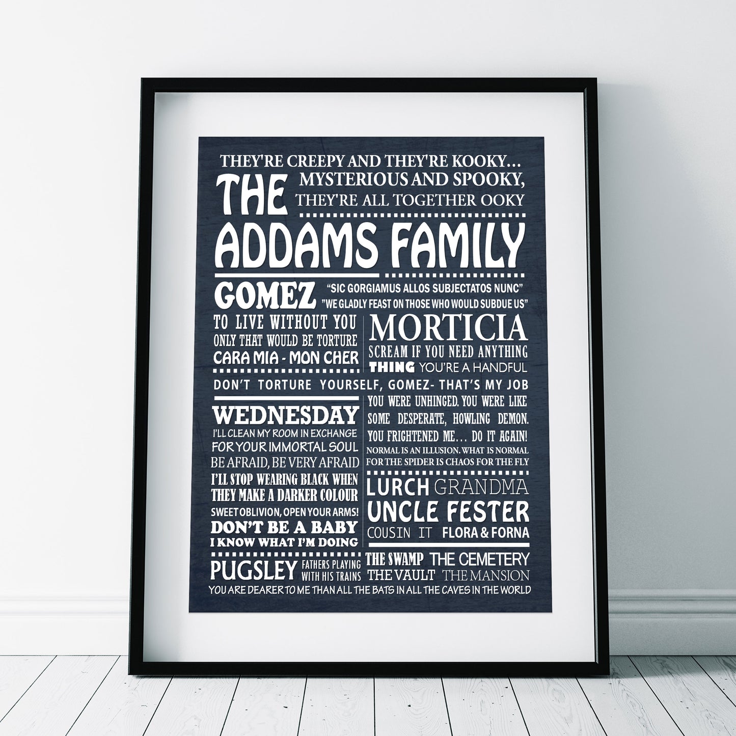 THE ADDAMS FAMILY Typography Print (available in 8 colours)