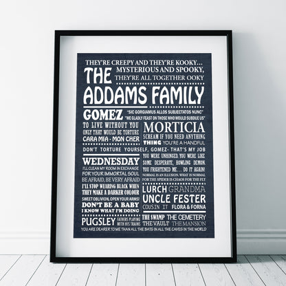 THE ADDAMS FAMILY Typography Print (available in 8 colours)
