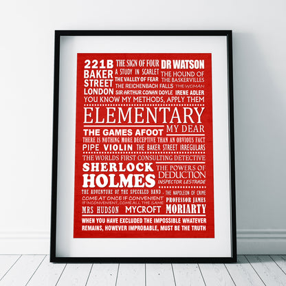 SHERLOCK HOLMES Typography Print (available in 8 colours)