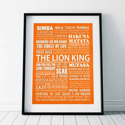 THE LION KING Typography Print (available in 8 colours)