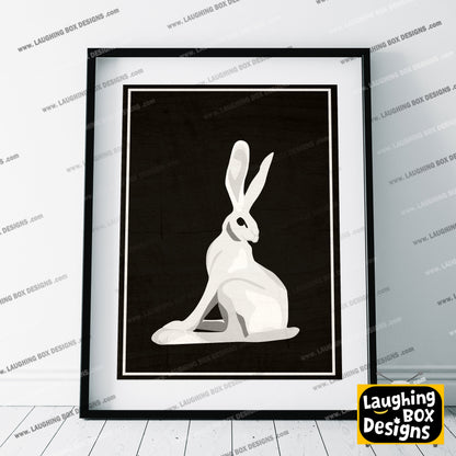 HARE STATUE, BLACK AND WHITE Inside Number Nine Print